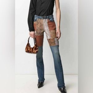 Frame Le Mini Boot Patchwork Snake jean
